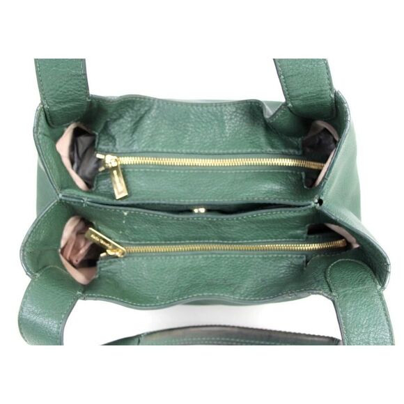 Michael Kors GREEN GENUINE LEATHER THREE COMPARTMENTS SHOULDER BAG TOTE HANDBAG - Picture 8 of 15